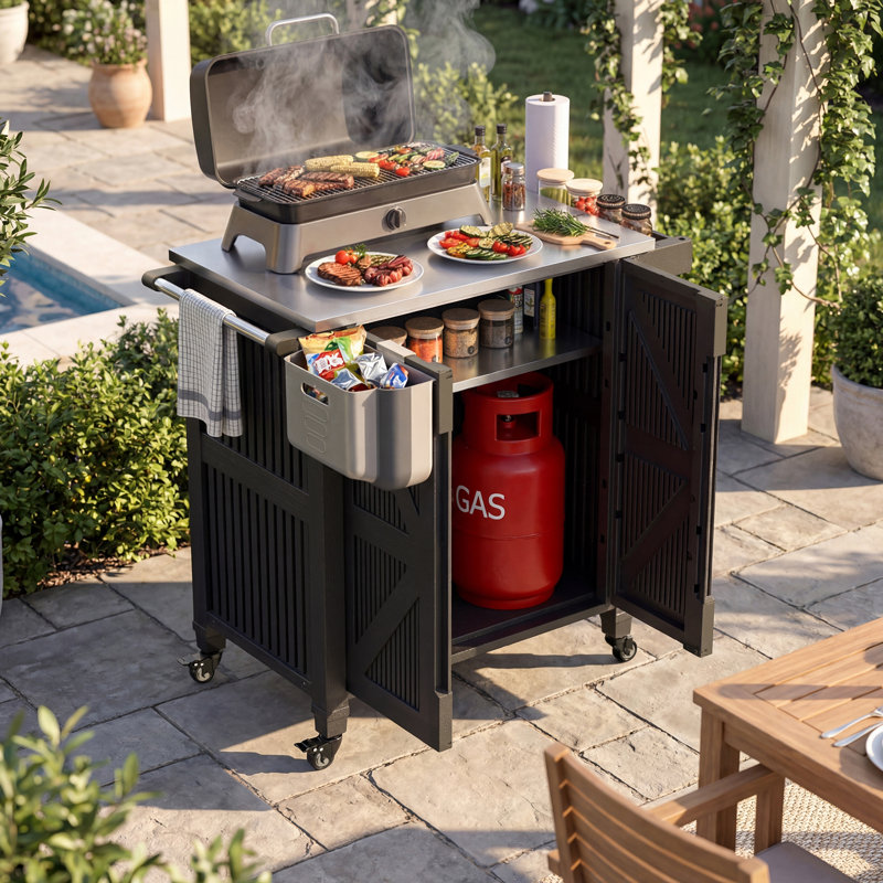 Polar Aurora Outdoor Kitchen Cart With Stainless Steel Top